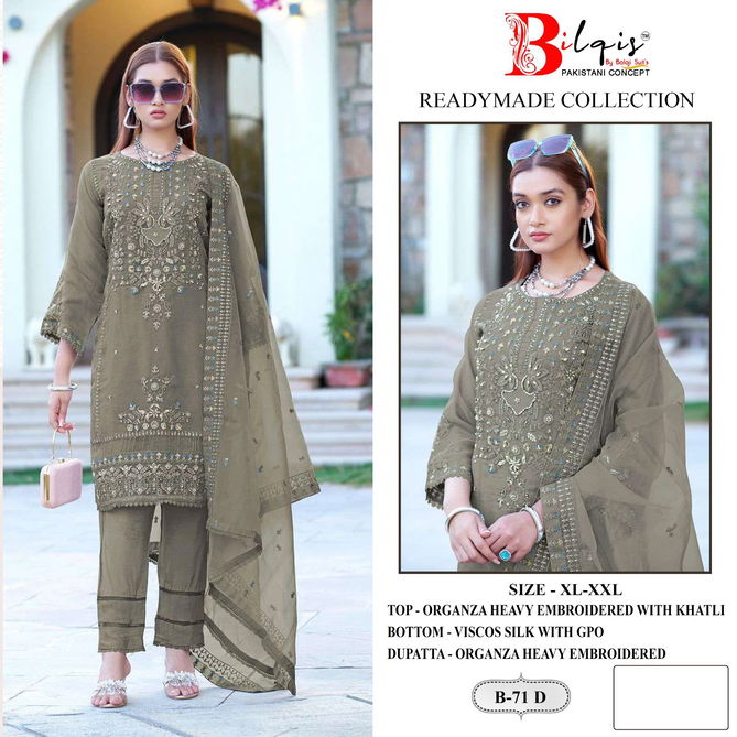 B 71 A To D Bilqis Organza Pakistani Readymade Suits Suppliers In India
